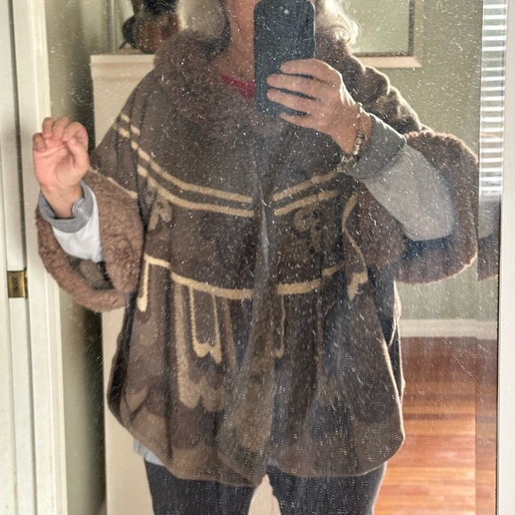 Boho Cape Coat Faux Fur - Vintage - Picture 4 of 13